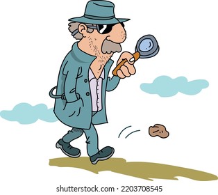 detective examinando con su lente