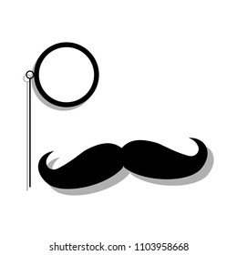 detective eye glass with mustache vector icon illustration