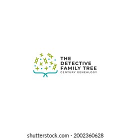 The Detective Family Tree Logo Concept Design With Simple, Unique And Line Art Styles. Genetic Genealogy Logo Design.