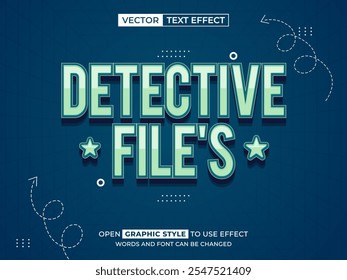 detective file editable text, font effect, 3d text for title