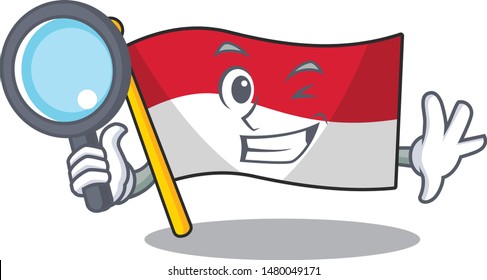 Detective flag indonesia hoisted on cartoon poles
