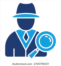 Detective Flat Blue Icon Ilustración vectorial