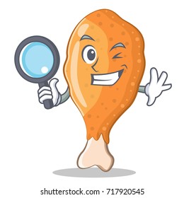 Detective fried chicken character cartoon vector illustration