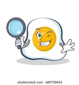 Detective fried egg character cartoon