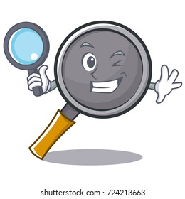 Detective frying pan cartoon character