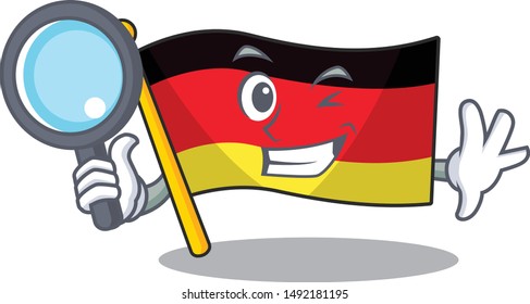 Detective germany flag flutter on cartoon pole
