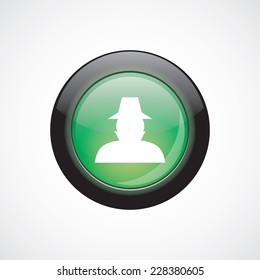 detective glass sign icon green shiny button. ui website button  