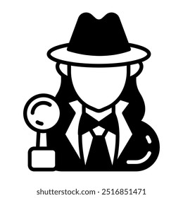 Detective Glyph Icon, Ilustración vectorial