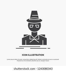 Detective, hacker, incognito, spy, thief Icon. glyph vector gray symbol for UI and UX, website or mobile application