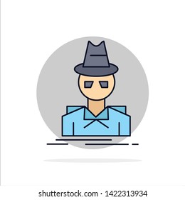 Detective, hacker, incognito, spy, thief Flat Color Icon Vector