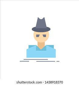 Detective, hacker, incognito, spy, thief Flat Color Icon Vector