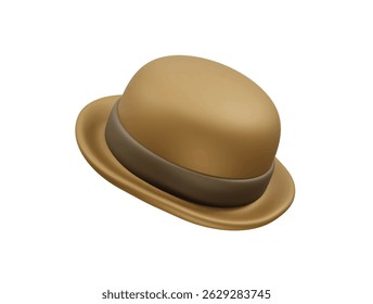 Detective Hat 3D Icon rendering illustration. bowler Hat 3D Icon rendering illustration