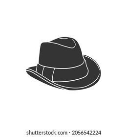 Detective Hat Icon Silhouette Illustration. Cowboy Vector Graphic Pictogram Symbol Clip Art. Doodle Sketch Black Sign.
