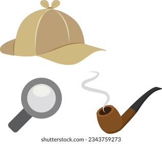 Detective Hat Magnify glass Vector image or clip art