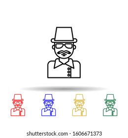 Detective, hat multi color style icon. Simple thin line, outline vector of law and justice icons for ui and ux, website or mobile application