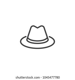 Detective hat outline icon. linear style sign for mobile concept and web design. Classic hat simple line vector icon. Symbol, logo illustration. Pixel perfect vector graphics