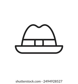 Icono de esquema de sombrero de detective Ilustración vectorial