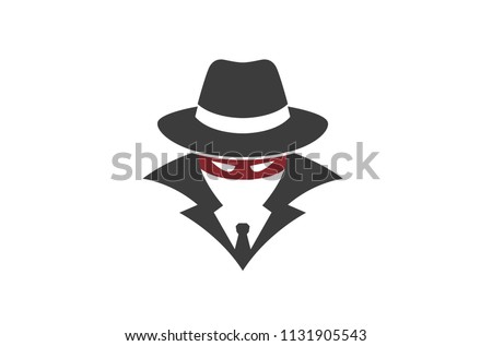 Detective Hidden Face Logo Design Symbol Vector Illustration