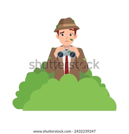 detective hide in the bush and holding binocular