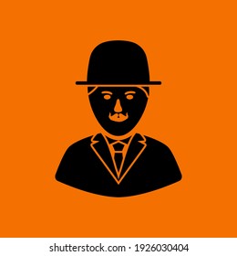 Detective Icon. Black on Orange Background. Vector Illustration.