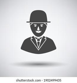 Detective Icon. Dark Gray on Gray Background With Round Shadow. Vector Illustration.