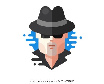 Detective icon in flat style