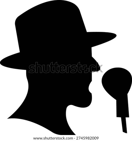 Detective Icon with hat, Sherlock Style Silhouette, Mystery Investigation Symbols, Anonymous invisible character Crime Scene Clues, Forensic Evidence, Private Investigator Logo for Web App Design