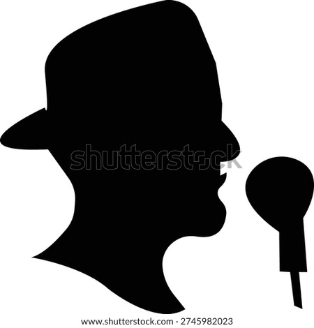 Detective Icon with hat, Sherlock Style Silhouette, Mystery Investigation Symbols, Anonymous invisible character Crime Scene Clues, Forensic Evidence, Private Investigator Logo for Web App Design