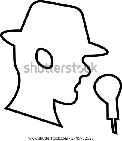 Detective Icon with hat, Sherlock Style Silhouette, Mystery Investigation Symbols, Anonymous invisible character Crime Scene Clues, Forensic Evidence, Private Investigator Logo for Web App Design