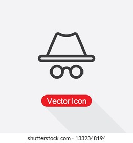 Detective Icon, Incognito Icon,Privacy mode Vector Illustration Eps10