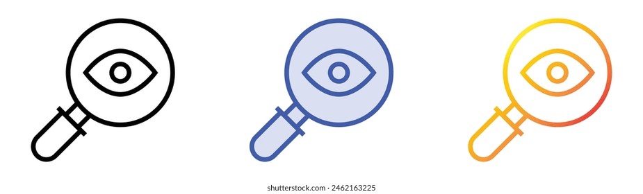 icono de detective. Diseño de estilo de relleno lineal, azul y degradado aislado sobre fondo blanco