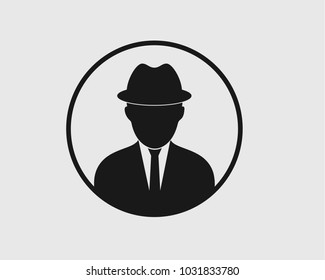 Detective  Icon. Man symbol cap in head with circle shape