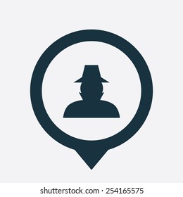 detective icon map pin on white background 