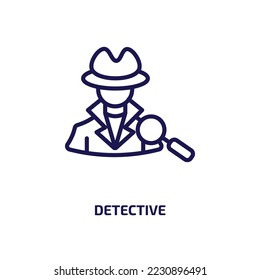 detective icon from professions collection. Thin linear detective, surveillance, technology outline icon isolated on white background. Line vector detective sign, symbol for web and mobile
