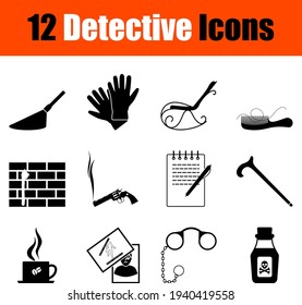 Detective Icon Set. Cute and Smooth Glyph Design. Fully editable vector illustration. Text expanded.