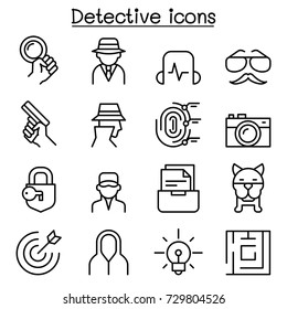 Detective Icon Set In Thin Line Style