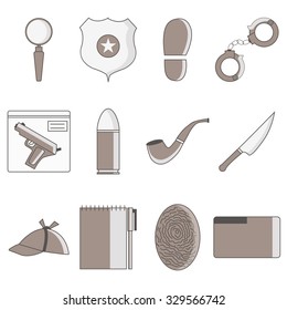 Detective icon set vector illustration
