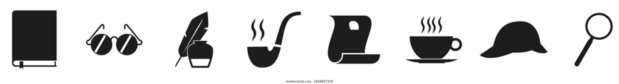 Detective Icon Set vectors. Detective Flat Icons Set. Detective Icon Set vectors. Criminal investigation icons, vector illustration