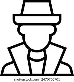 icono de detective. Diseño de estilo lineal delgado aislado sobre fondo blanco