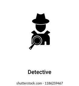 Detective icon vector isolated on white background, logo concept of Detective sign on transparent background, filled black symbol