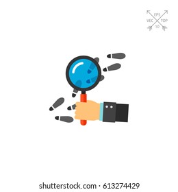 Detective inspecting footstep icon