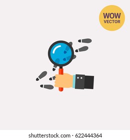 Detective inspecting footstep icon