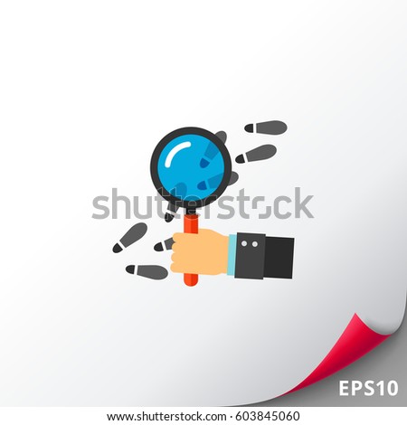 Detective inspecting footstep icon