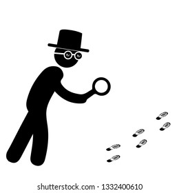 Detective Investigate Following Footprints Man Loupe Stock Vector ...