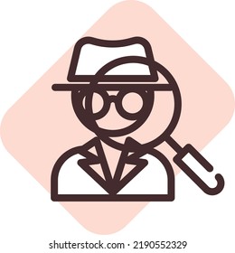 Detective investigation law, illustration, vector on a white background.