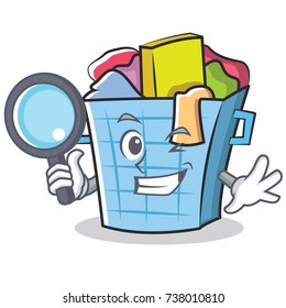 Detective laundry basket character cartoon