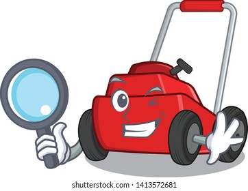 Detective lawnmower isolated cartoon