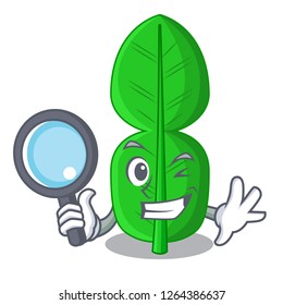 Detective leaf bergamot in a shape cartoon