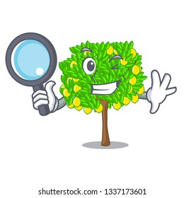 Detective lemon tree isolated with the mascot