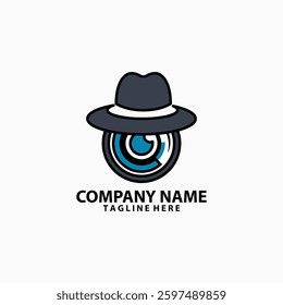 detective lens logo design vector